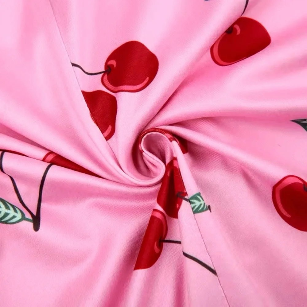 Pink Cherry Long Sleeve Romper Sleepwear Girly Pajamas